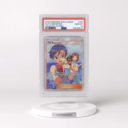 2018 Pokémon Sun & Moon Celestial Storm #167 TV Reporter - Full Art (PSA 10 GEM MINT)