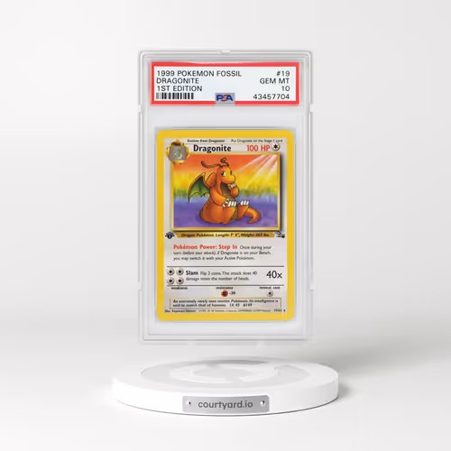 1999 Fossil #19 Dragonite - 1st Edition (PSA 10 GEM MINT)