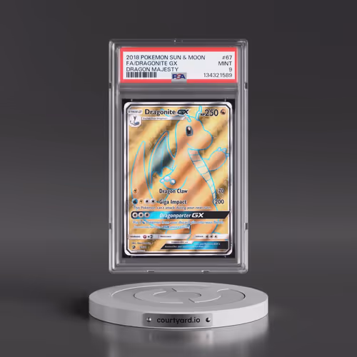 2018 Pokémon Sun & Moon Dragon Majesty #67 Dragonite GX - Holo Full Art (PSA 9 MINT)