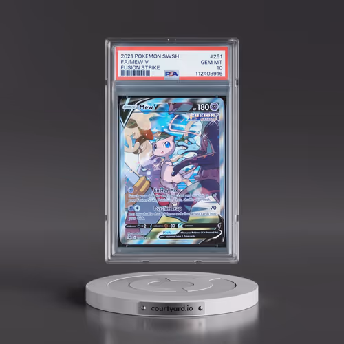 2021 Pokémon Sword & Shield Fusion Strike #251 Mew V - Holo Full Art (PSA 10 GEM MINT)