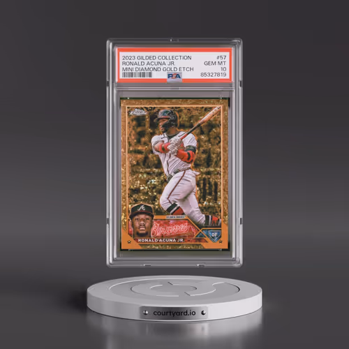 2023 Topps Gilded Collection #57 Ronald Acuna Jr. - Mini Diamond Gold Etch (PSA 10 GEM MINT)