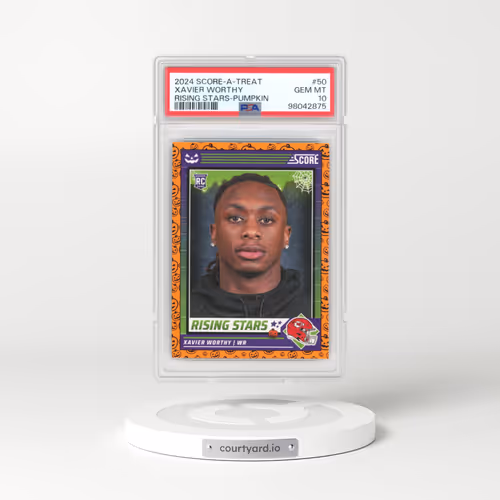 2024 Panini Score-A-Treat Rising Stars #50 Xavier Worthy - Pumpkin (PSA 10 GEM MINT)