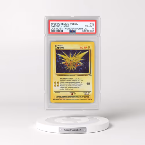 1999 Pokémon Fossil #15 Zapdos - Holo Cosmos-Thunderstorm Deck (PSA 6 EX-MT)
