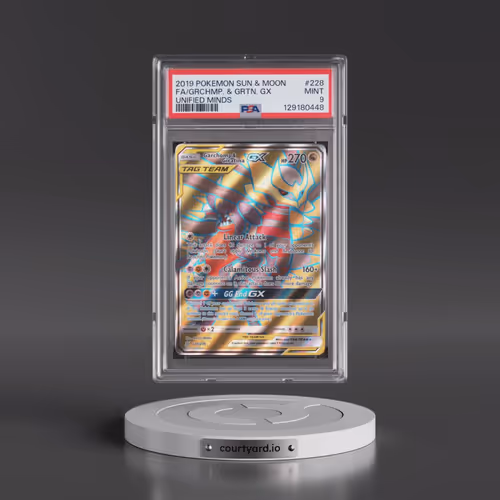 2019 Pokémon Sun & Moon Unified Minds #228 Garchomp & Giratina GX - Holo Full Art (PSA 9 MINT)