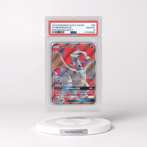 2018 Pokémon Sun & Moon Dragon Majesty #65 Reshiram GX - Holo Full Art (PSA 10 GEM MINT)