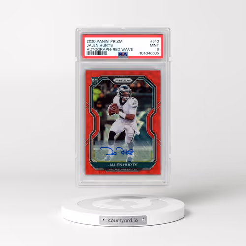 2020 Panini Prizm #343 Jalen Hurts - Autograph-Red Wave (PSA 9 MINT)