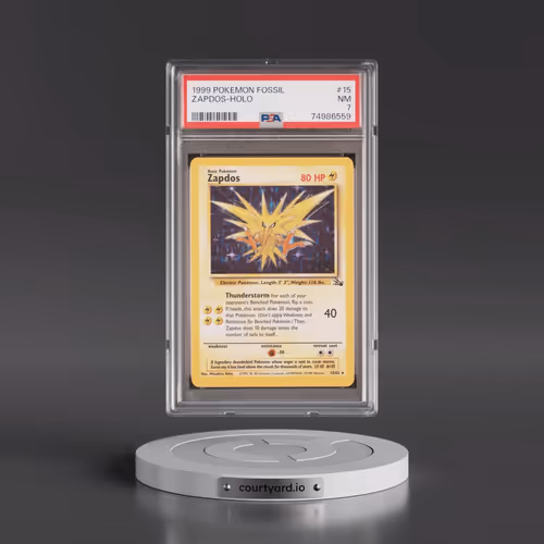 1999 Pokémon Fossil #15 Zapdos - Holo (PSA 7 NM)
