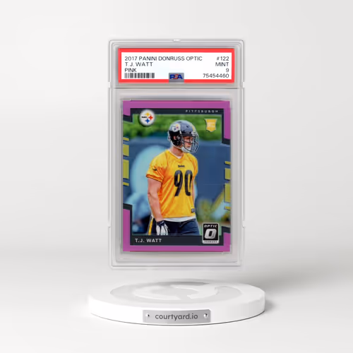 2017 Panini Donruss Optic #122 T.J. Watt - Pink (PSA 9 MINT)