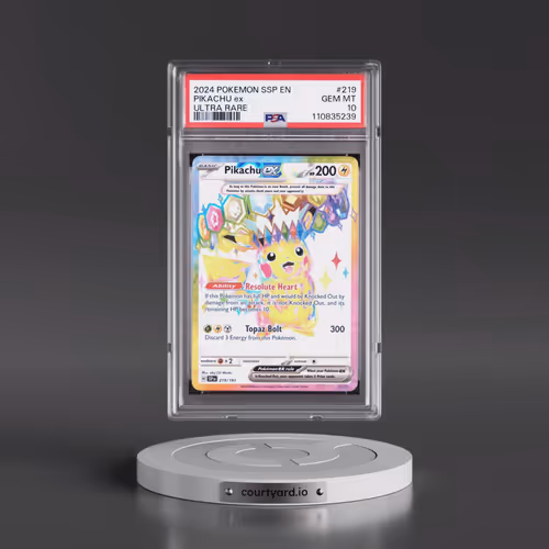 2024 Pokémon Ssp EN-Surging Sparks #219 Pikachu EX - Holo Ultra Rare (PSA 10 GEM MINT)