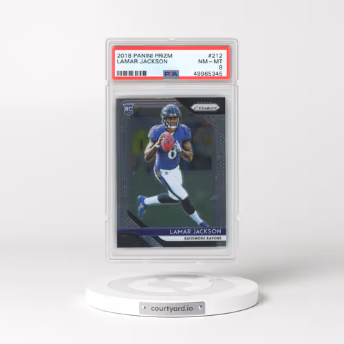 2018 Panini Prizm #212 Lamar Jackson (PSA 8 NM-MT)