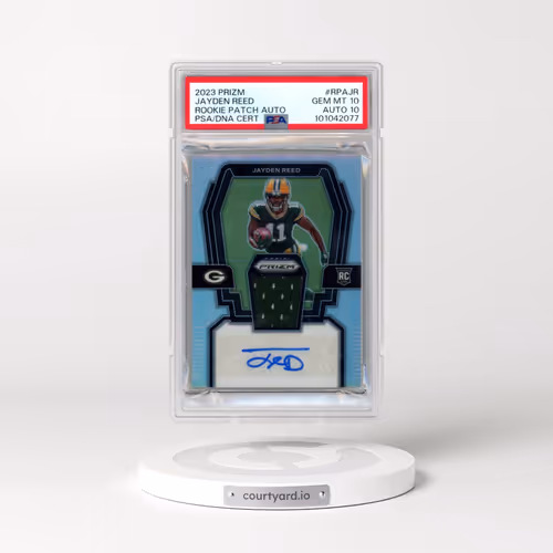 2023 Panini Prizm Rookie Patch Autographs #RPAJR Jayden Reed (PSA 10 GEM MINT)