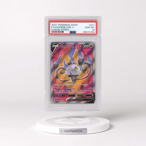 2021 Pokémon Sword & Shield Fusion Strike #247 Chandelure V - Holo Full Art (PSA 10 GEM MINT)