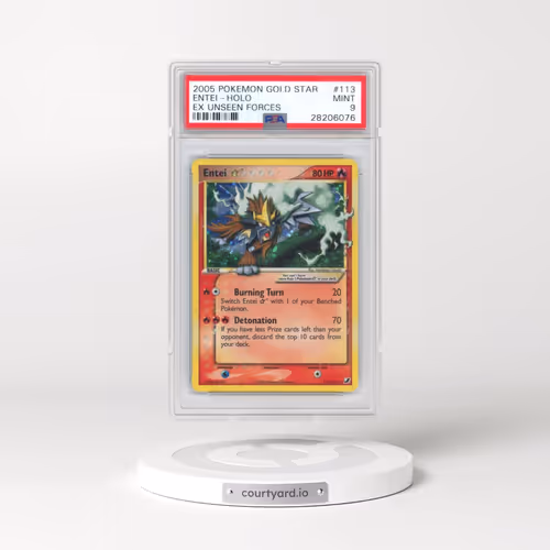 2005 Pokémon EX Unseen Forces #113 Entei - Holo Gold Star (PSA 9 MINT)
