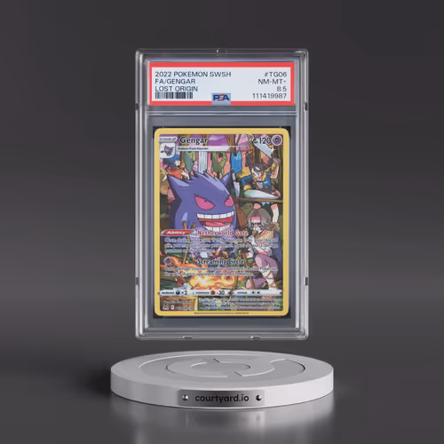 2022 Pokémon Sword & Shield Lost Origin #TG06 Gengar - Full Art (PSA 8.5 NM-MT+)
