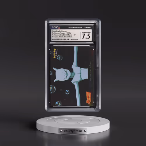 1999 Pokémon the First Movie #27 Stealing Pokémon - Second Print (Black Topps Logo) Silver Foil (CGC