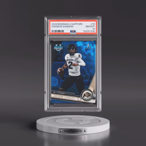 2023 Bowman University Chrome Sapphire #16 Shedeur Sanders (PSA 10 GEM MINT)