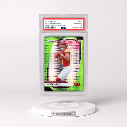 2024 Panini Prizm #347 Jayden Daniels - Neon Green Pulsar (PSA 10 GEM MINT)
