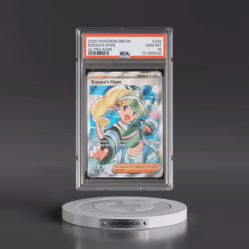 2025 Pokémon Dri EN-Destined Rivals #220 Emcee's Hype - Ultra Rare (PSA 10 GEM MINT)