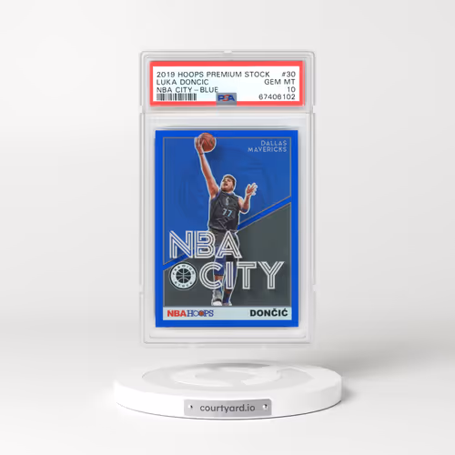 2019 Panini Hoops Premium Stock NBA City #30 Luka Doncic - Blue (PSA 10 GEM MINT)