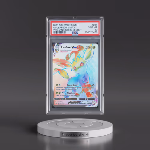 2021 Pokémon Sword & Shield Evolving Skies #204 Leafeon Vmax - Full Art Secret (PSA 10 GEM MINT)