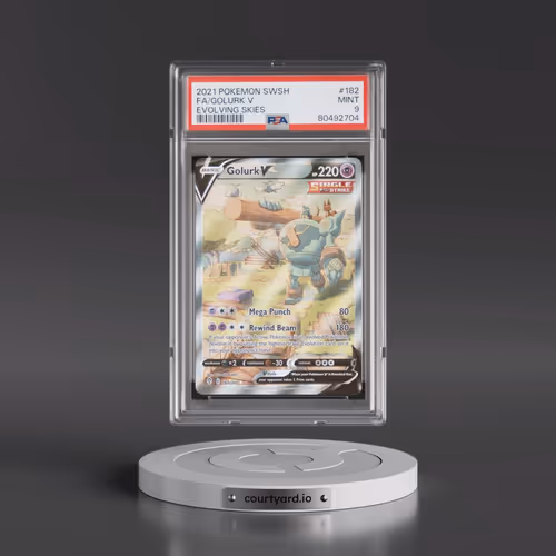 2021 Pokémon Sword & Shield Evolving Skies #182 Golurk V - Holo Full Art (PSA 9 MINT)