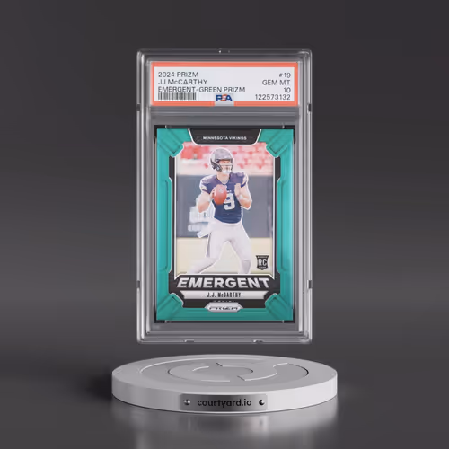 2024 Panini Prizm Emergent #19 JJ McCarthy - Green Prizm (PSA 10 GEM MINT)