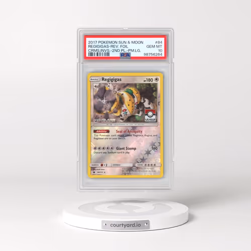 2017 Pokémon Sun & Moon Crimson Invasion #84 Regigigas - Reverse Foil 2nd Place-Pokemon League (PSA