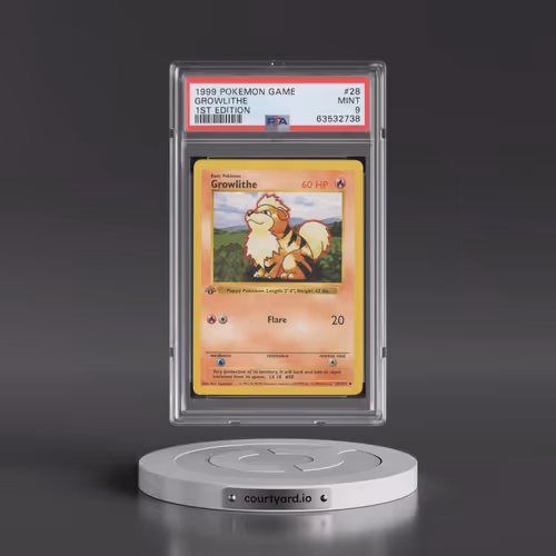 1999 Pokémon Game #28 Growlithe - 1st Edition (PSA 9 MINT)