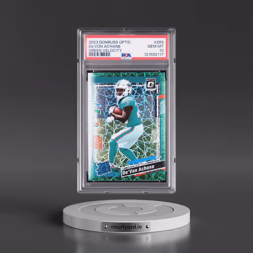 2023 Panini Donruss Optic #269 DE'Von Achane - Green Velocity (PSA 10 GEM MINT)