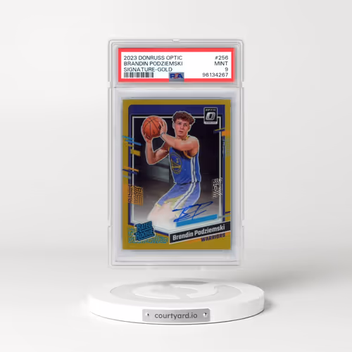 2023 Panini Donruss Optic #256 Brandin Podziemski - Signature-Gold (PSA 9 MINT)