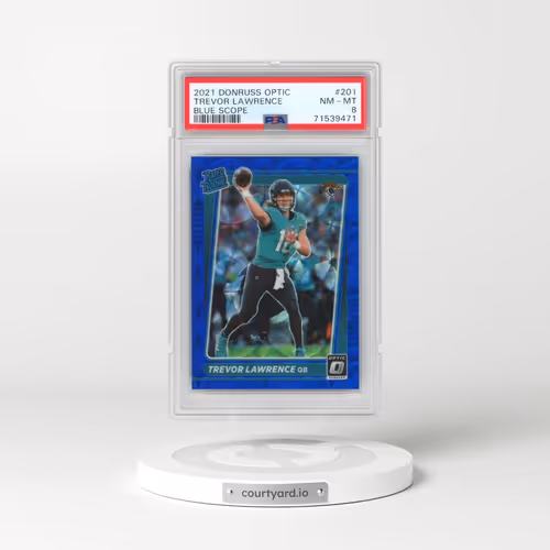 2021 Panini Donruss Optic #201 Trevor Lawrence - Blue Scope (PSA 8 NM-MT)