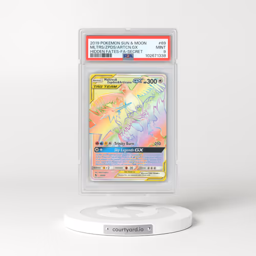 2019 Pokémon Sun & Moon Hidden Fates #69 Moltres & Zapdos & Articuno GX - Holo Full Art Secret (PSA 9 MINT)