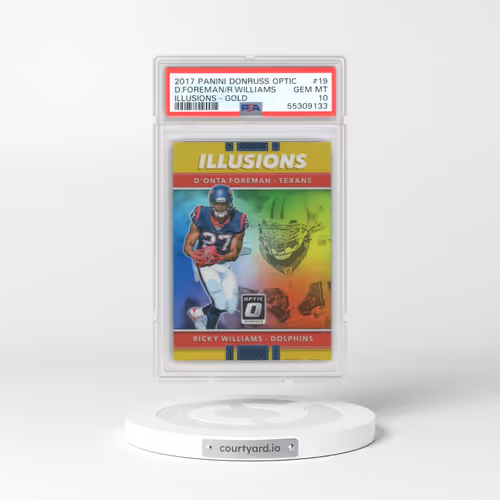 2017 Panini Donruss Optic Illusions #19 D'Onta Foreman/Ricky Williams - Gold (PSA 10 GEM MINT)