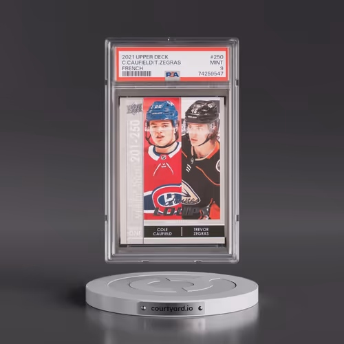 2021-2022 Upper Deck #250 Cole Caufield/Trevor Zegras - French (PSA 9 MINT)