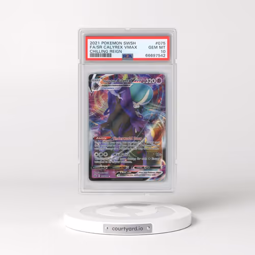 2021 Pokémon Sword & Shield Chilling Reign #075 Shadow Rider Calyrex Vmax - Full Art (PSA 10 GEM MIN