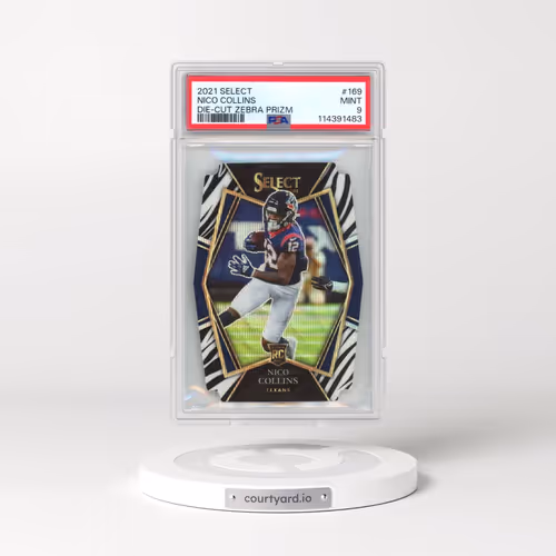 2021 Panini Select #169 Nico Collins - Die-Cut Zebra Prizm (PSA 9 MINT)