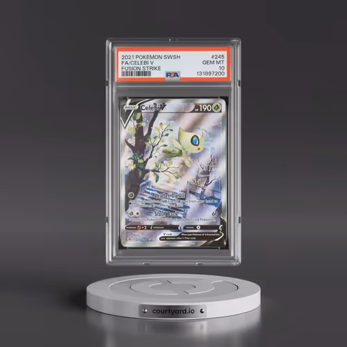2021 Pokémon Sword & Shield Fusion Strike #245 Celebi V - Holo Full Art (PSA 10 GEM MINT)