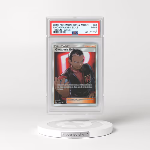 2019 Pokémon Sun & Moon Hidden Fates #67 Giovanni's Exile - Full Art (PSA 9 MINT)