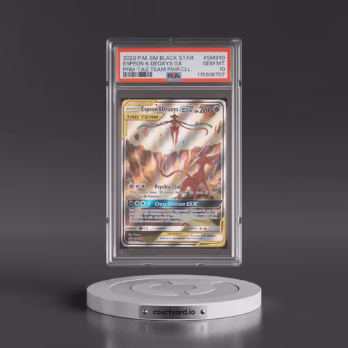 2020 Pokémon SM Black Star Promo #SM240 Espeon & Deoxys GX - Holo Tag Team Powers Collection (PSA 10