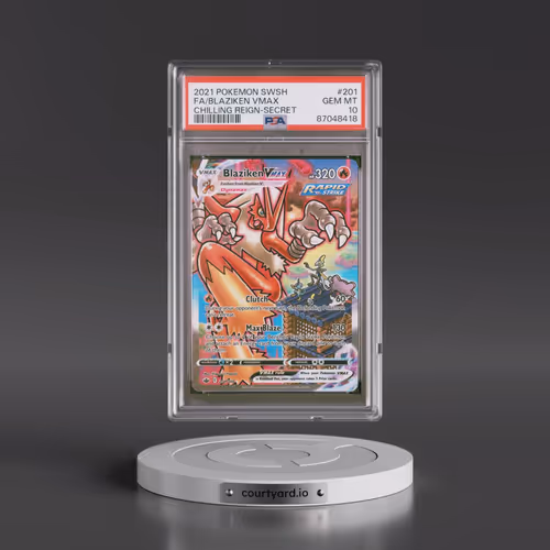 2021 Pokémon Sword & Shield Chilling Reign #201 Blaziken Vmax - Full Art Secret (PSA 10 GEM MINT)