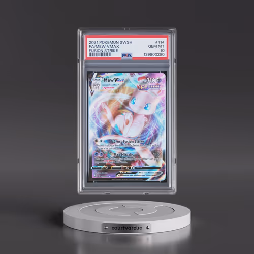 2021 Pokémon Sword & Shield Fusion Strike #114 Mew Vmax - Full Art (PSA 10 GEM MINT)