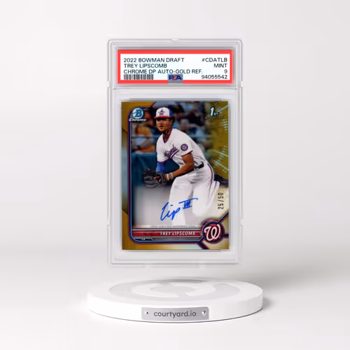 2022 Bowman Draft Chrome Draft Pick Autographs #CDATLB Trey Lipscomb - Gold Refractor (PSA 9 MINT)