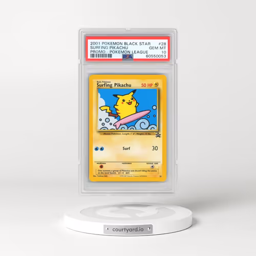 2001 Pokémon Promo Black Star #28 Surfing Pikachu - Pokemon League (PSA 10 GEM MINT)