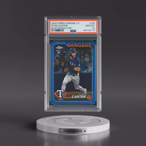 2024 Topps Chrome Logofractor Edition #136 Evan Carter - Blue Refractor (PSA 10 GEM MINT)