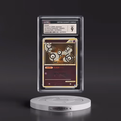 2009 SoulSilver Collection - L1 (Blue) #044/070 Unown - 1st Edition Reverse Holo (CGC 9 MINT)