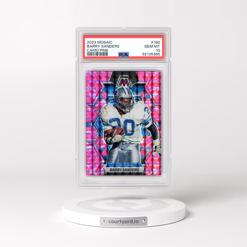 2023 Panini Mosaic #190 Barry Sanders - Camo Pink (PSA 10 GEM MINT)