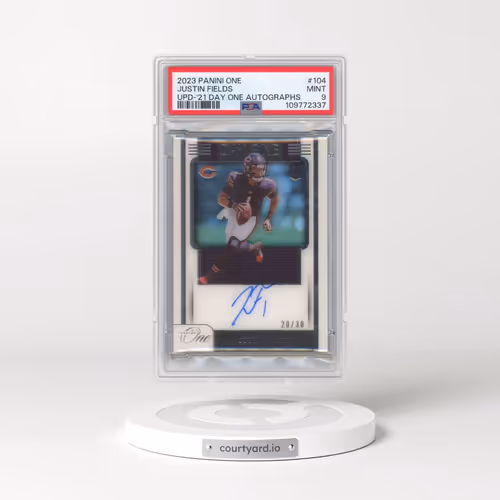 2023 Panini One Update #104 Justin Fields - 2021 Day One Autographs (PSA 9 MINT)