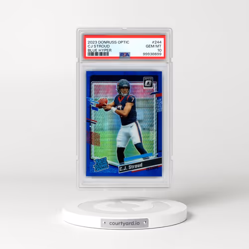 2023 Panini Donruss Optic #244 CJ Stroud - Blue Hyper (PSA 10 GEM MINT)