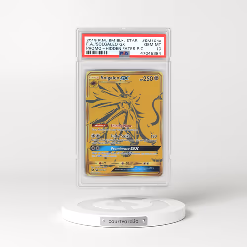 2019 Pokémon SM Black Star Promo #SM104a Solgaleo GX - Holo Full Art Hidden Fates Premium Collection (PSA 10 GEM MINT)