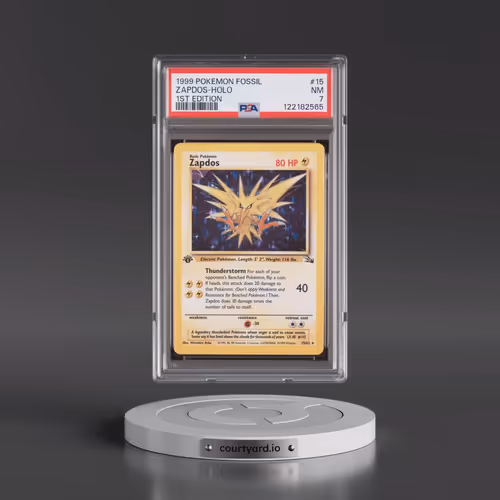 1999 Pokémon Fossil #15 Zapdos - 1st Edition Holo (PSA 7 NM)
